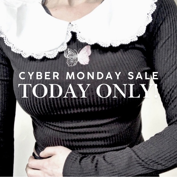 Black Long Sleeve Embroidery Coquette Shirt - Picture 1 of 11